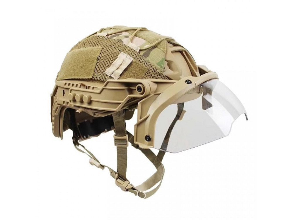 Тактические флип очки для шлема цвет Койот с прозрачными линзами маска защитная на глаза каску Одесса - изображение 3