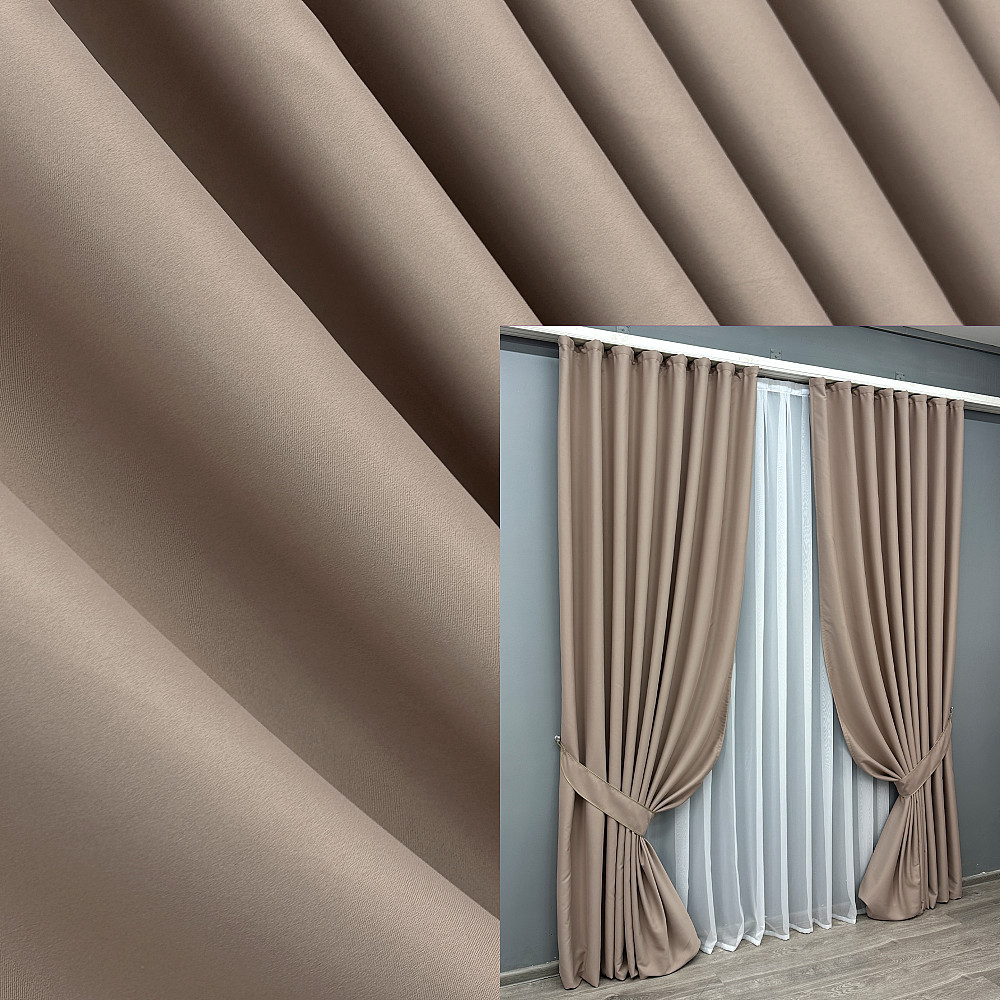 Комплект готових штор VR-Textil Блекаут Midnight № 1824ш Світле какао 140х290 см 2 шт (39-0037) Київ - фото 1
