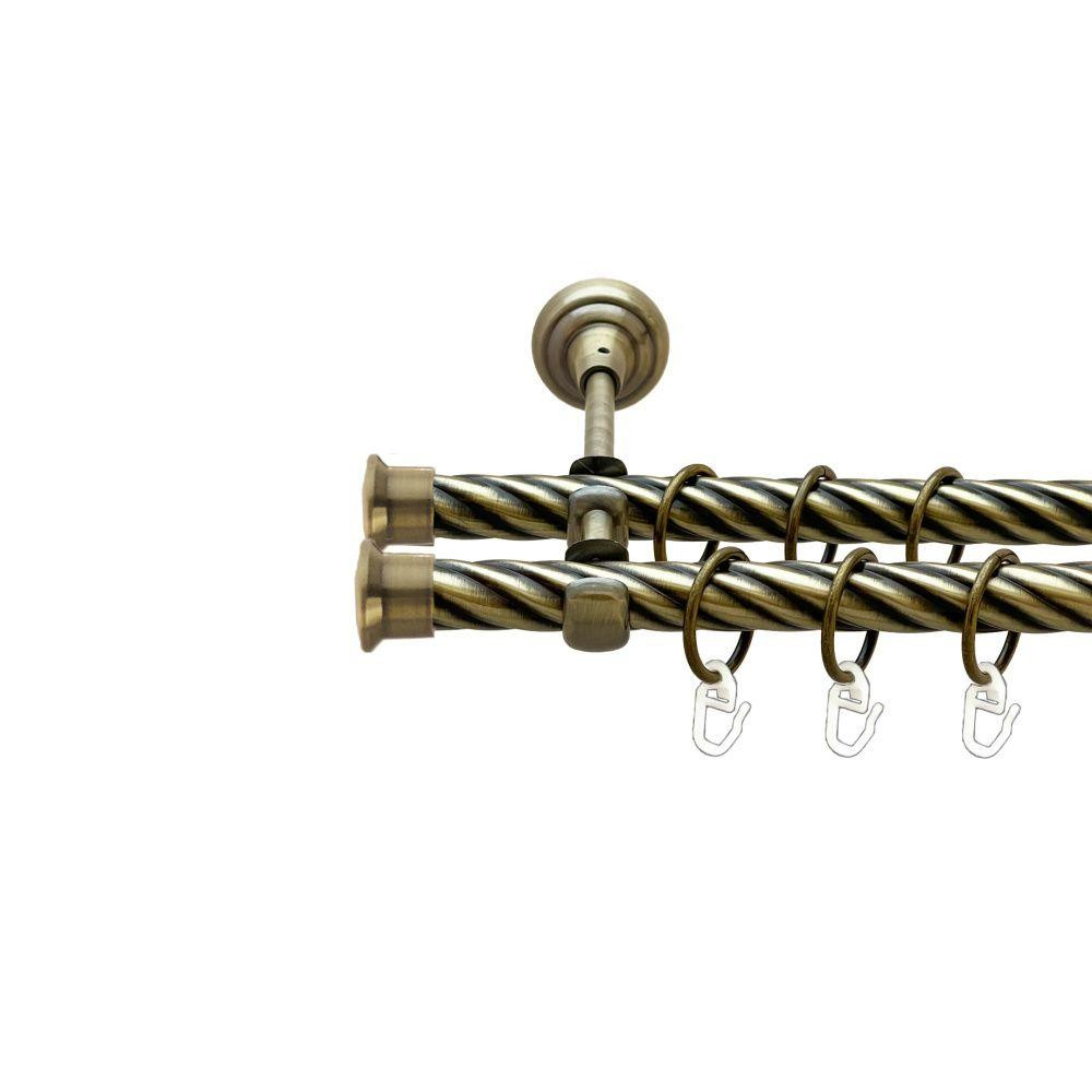 Карниз Orvit Дуо металевий дворядний відкритий скручена труба кільце металеве Антик 19\19 мм 300 см (00-00022200) Львів - фото 1