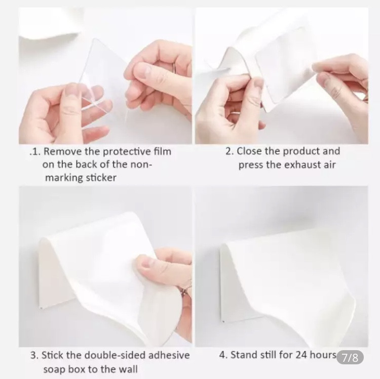 Мыльница для ванной на присоске, мыльница со сливом для воды, синяя, размер 9*11 см Киев - изображение 7