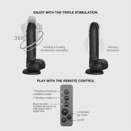 Фаллоимитатор с вибрацией и ротацией Strap-On-Me Rotating & Vibrating Realistic Dildo - L - Black Львов
