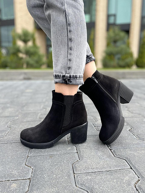 Черевики жіночі VESNA чорні замша натуральна висота 12см каблук 7см (5029) Коломыя - изображение 7