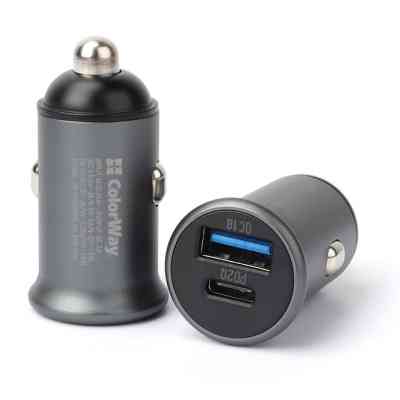 Зарядний пристрій ColorWay 2USB Car (Type-C PD20W + USB QC3.0 ) (38W) Gray (CW-CHA029PD-GR) Вінниця