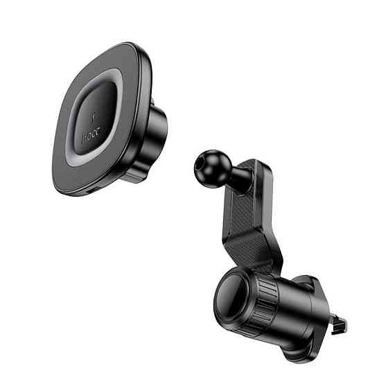 Автодержатель для телефона с БЗУ HOCO HW30 Crown magnetic wireless charging car holder (air outlet) Black Metal Gray Киев