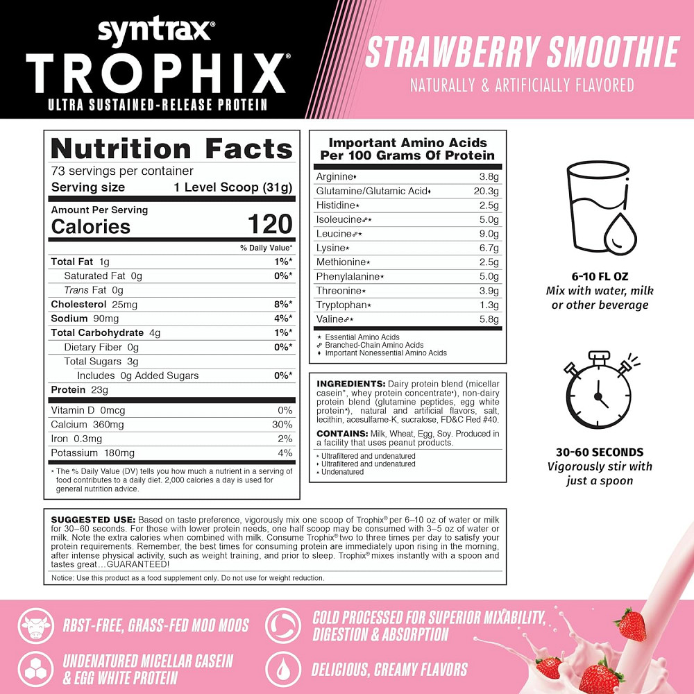 Протеїн Syntrax Trophix 2.2 kg (Strawberry Smoothie) Луцьк - фото 2