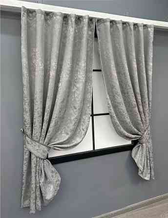 Комплект коротких штор VR-Textil Льон мармур Pavliani VO № 1714ш Сірий 130х170 см 2 шт (35-0340) Київ