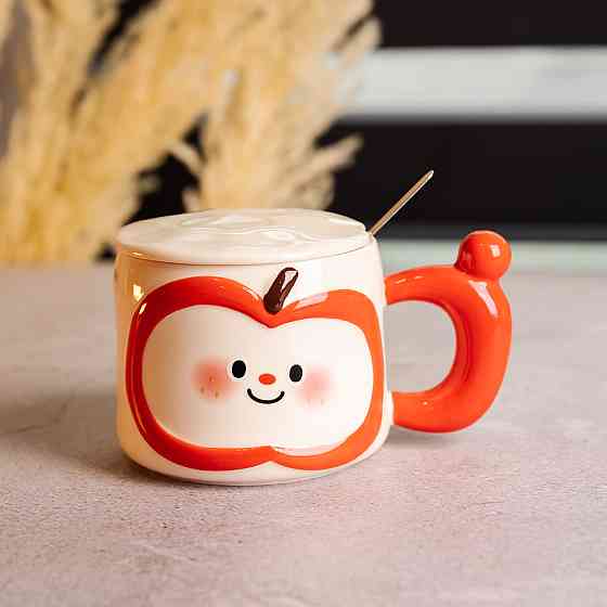 Yiwu Чашка порцелянова 400 (мл) з кришкою та ложкою, оригінальна кружка на подарунок чашка для Коломия