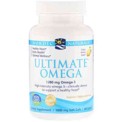 Жирные кислоты Nordic Naturals Рыбий Жир, Вкус Лимона, Ultimate Omega, Lemon, 1,280 мг, 60 (NOR-01790) Винница