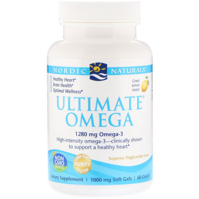 Жирные кислоты Nordic Naturals Рыбий Жир, Вкус Лимона, Ultimate Omega, Lemon, 1,280 мг, 60 (NOR-01790) Винница - изображение 1