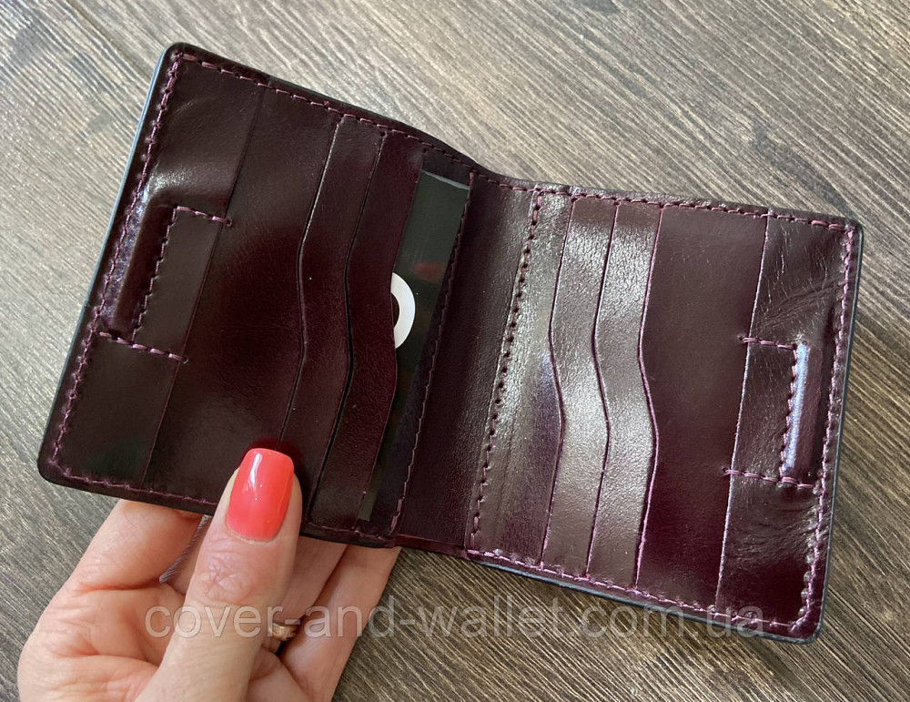 Компактний жіночий гаманець бордового кольору з італійської шкіри Grande Pelle Lettera Київ - фото 6