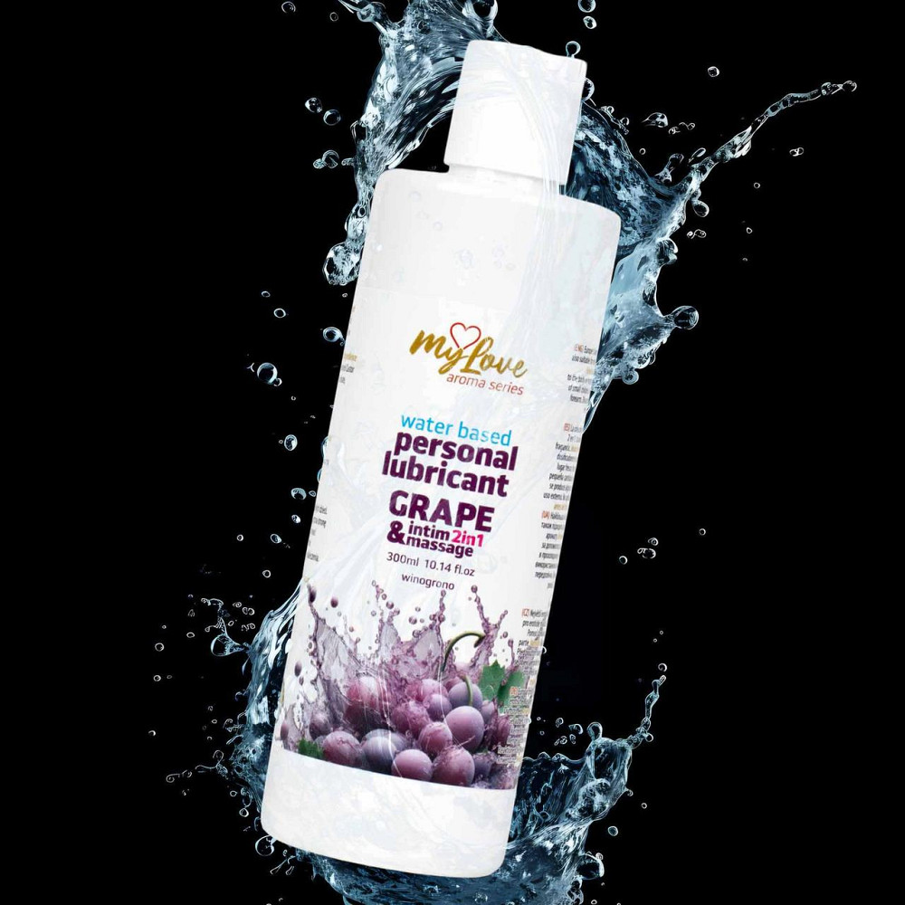 Водний лубрикант 2в1 для інтимної близькості та масажу MyLove Aroma Series Grape (Виноград), 300 мл Sex Aura Київ - фото 4
