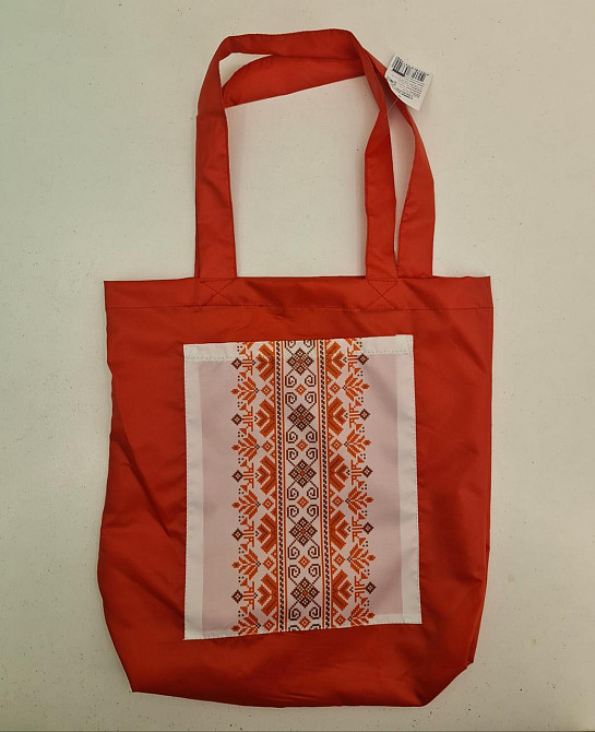 Сумка з кишенею "Вишиванка" 01 40х35 см ручка 60 см червона вертикальна (1 шт.) Харків - фото 3