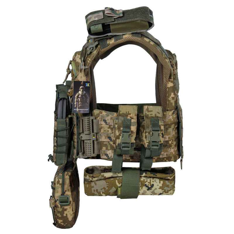 Плитоноска тактична Warmor Gen.3 Pro Max зі швидким скиданням з підсумками (Піксель) Вінниця - фото 5