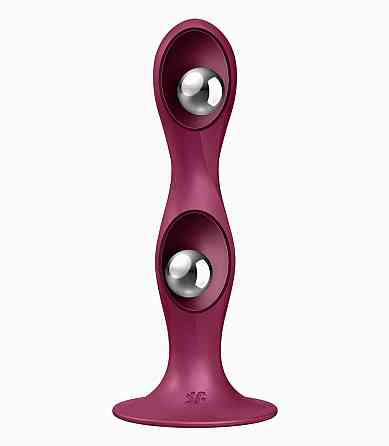 Фаллоимитатор вагинально-анальный с утяжеленными шариками Satisfyer Double Ball-R, бордовый Sex Aura Киев