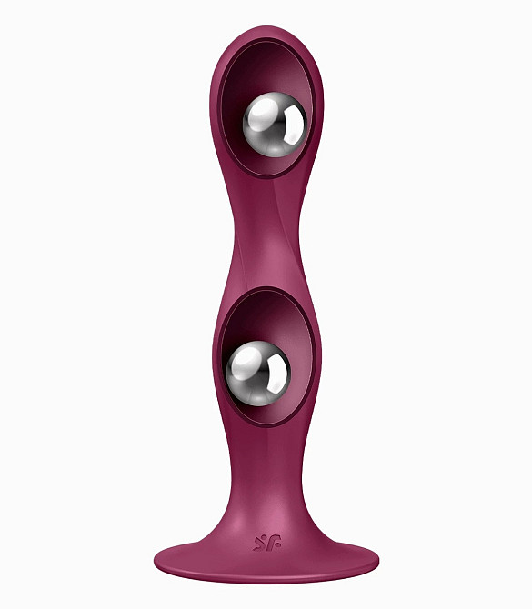 Фаллоимитатор вагинально-анальный с утяжеленными шариками Satisfyer Double Ball-R, бордовый Sex Aura Киев - изображение 3