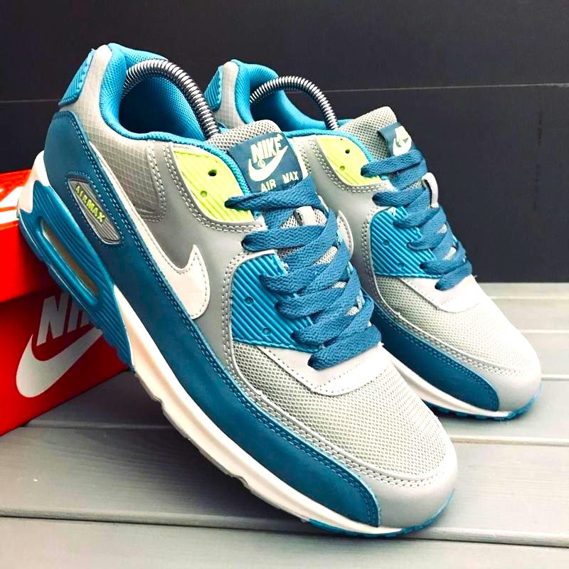 Мужские Серые Кроссовки Nike Air Max 90 Синие Найк (размеры: 42,43,44,45,46) Видео Обзор Днепр - изображение 4