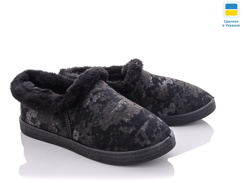 Тапочки мужские с задником на овчине  41 р. Дедуши теплые домашние бурки с овчиной Чуни на меху серые 40/41 Одесса - изображение 1