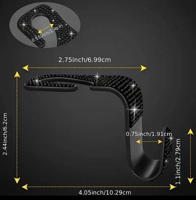 Гачки органайзери для підголовників в авто зі стразами 2 шт Чорний Смела - изображение 3