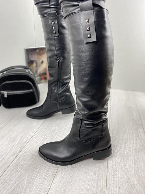 Nivelle Шкіряні чоботи жіночі демісезонні весна-осінь на низькому ходу чорні з натуральної шкір Коломыя - изображение 7