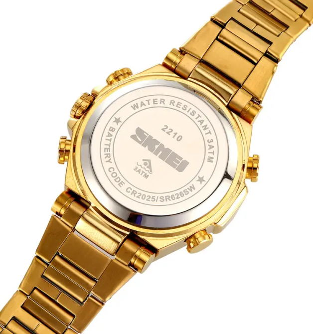 Часы мужские наручные кварцевые Skmei 2210 Золотистый Киев - изображение 7