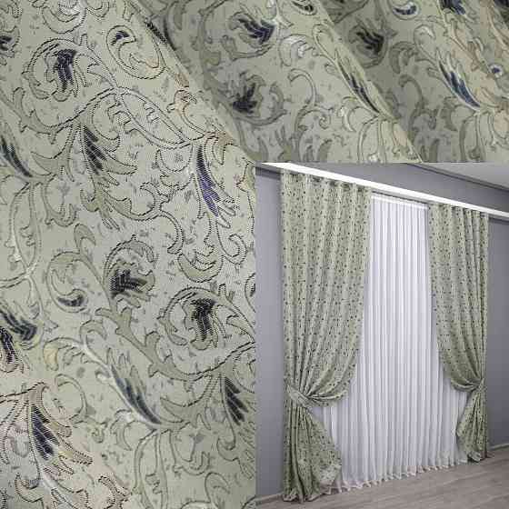 Комплект готових штор VR-Textil Жакард № 1586ш Сатин 140х270 см 2 шт (33-0454) Киев