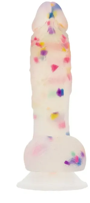 Фалоімітатор з конфетті ADDICTION - PARTY MARTY 7.5″ - FROST & CONFETTI, 19 см, силікон Львів - фото 3