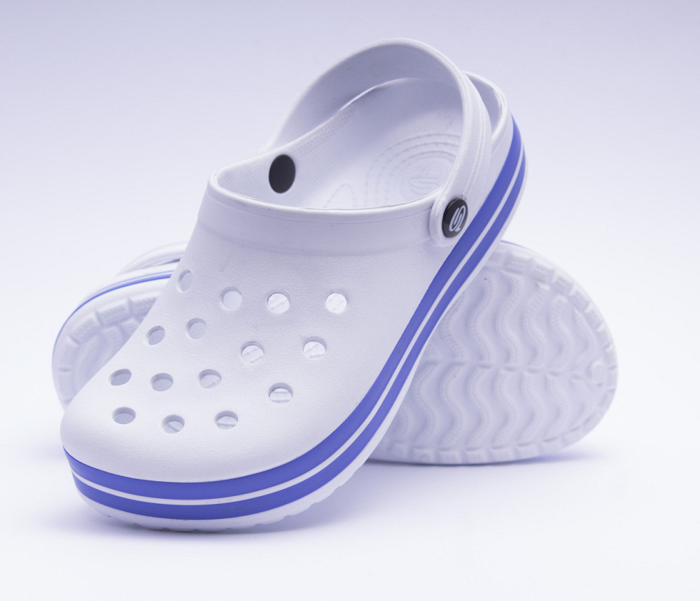 Кроксы белые женские, сабо медицинские, синяя окантовка Одесса - изображение 9
