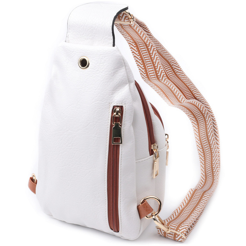Жіноча сумка через плече з отвором для навушників з екошкіри Vintage 22785 Білий Київ - фото 2