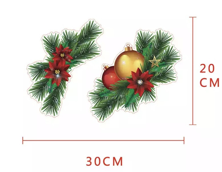 Новорічні наліпки на вікно "Дід мороз на літаку та ялинка"- розмір стікера 30*20см Київ - фото 1