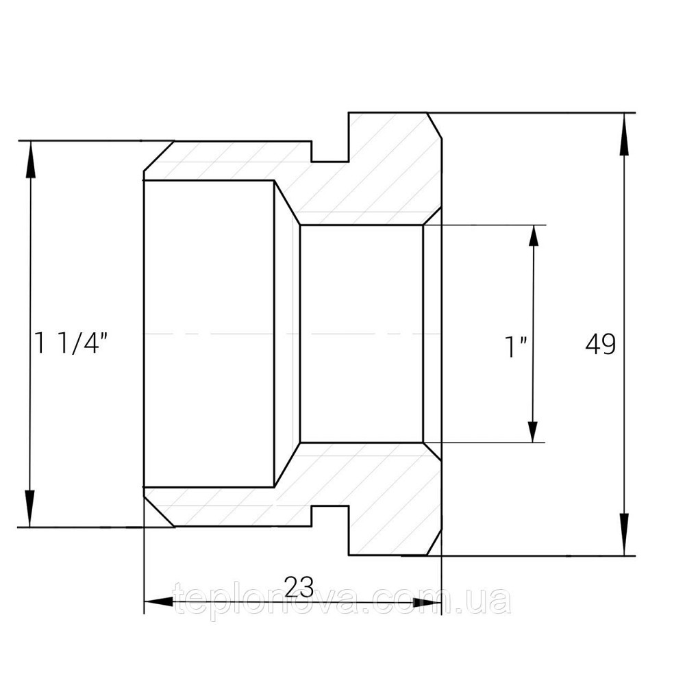 Футорка 1 1/4| х1" НВ нікельована NF653S OPTIMUM Чернівці - фото 3