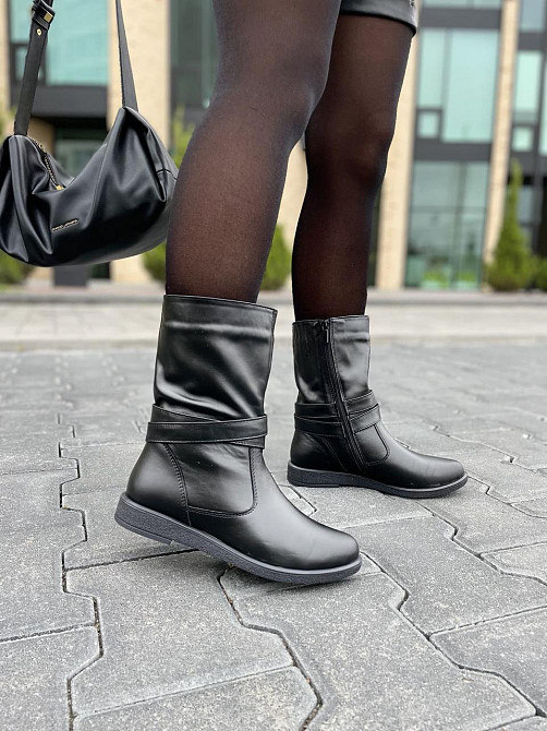 Напівчоботи жіночі ЭММА 01 чорні натуральна шкіра висота 21 см обхват 29-32 см розміри 36-40 (2 Коломыя - изображение 9