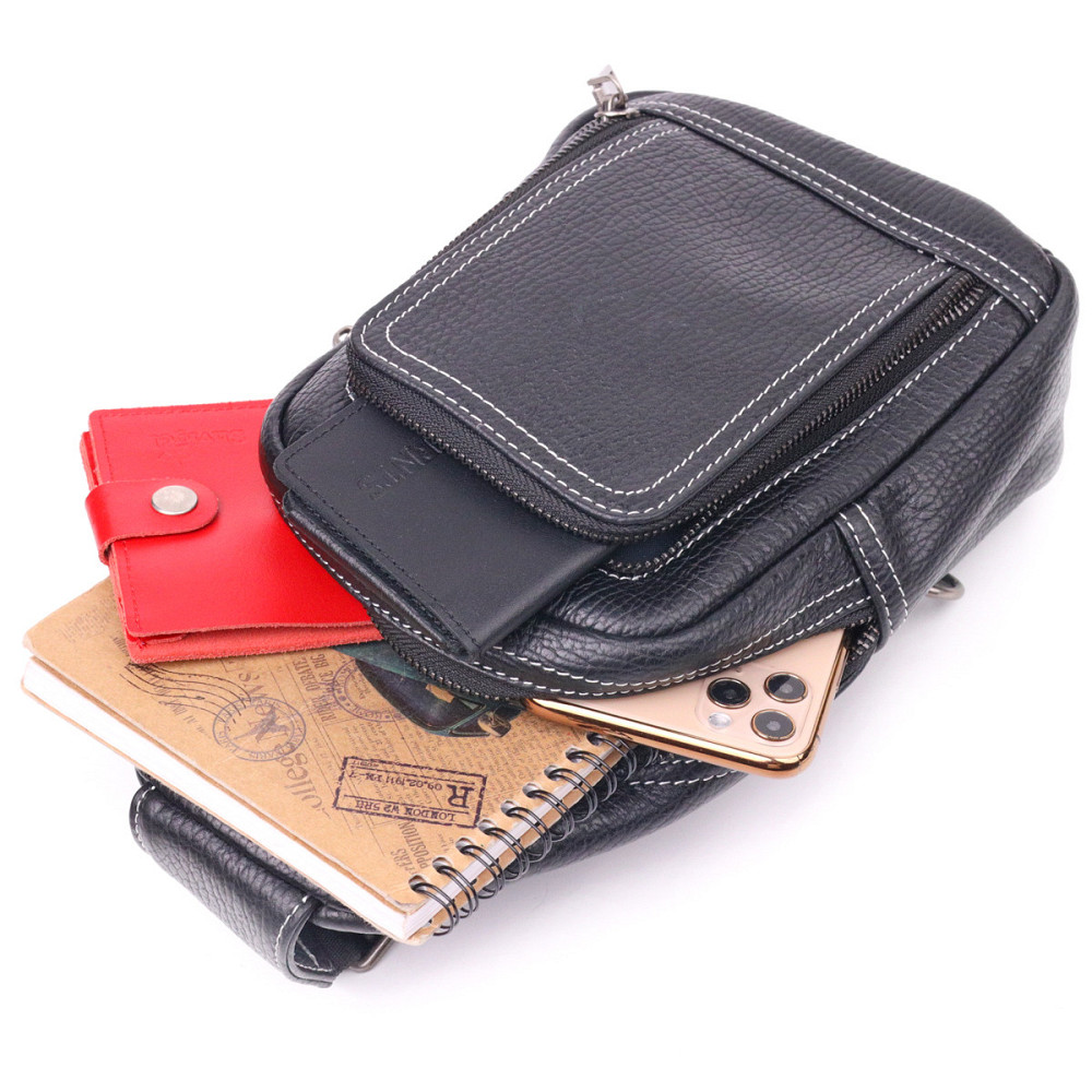 Мужская сумка через плечо из натуральной кожи 21284 Vintage Черная Киев - изображение 7