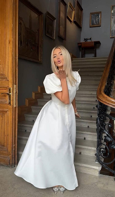 Женское элегантное длинное платье костюмка люкс Белый, 42/44 Одесса - изображение 8