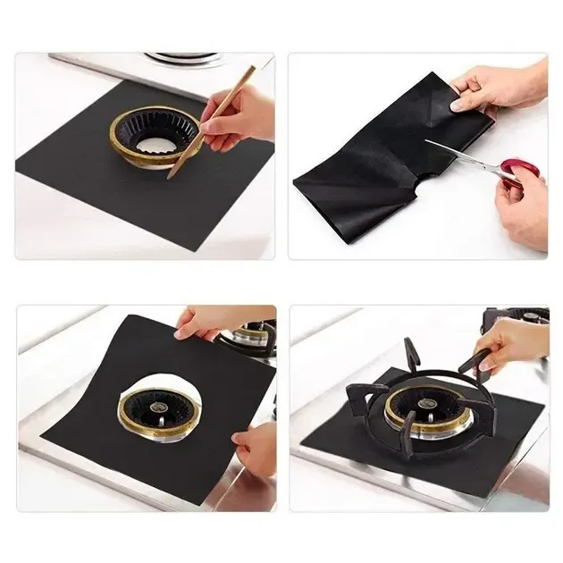 Комплект защитных тефлоновых накладок для газовой плиты из антипригарным покрытием Local House черный Коломия - фото 5
