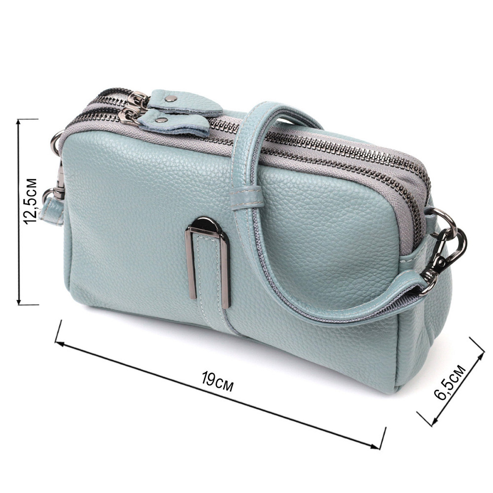 Женская повседневная сумка на два отделения из натуральной кожи Vintage 22280 Голубая Киев - изображение 3