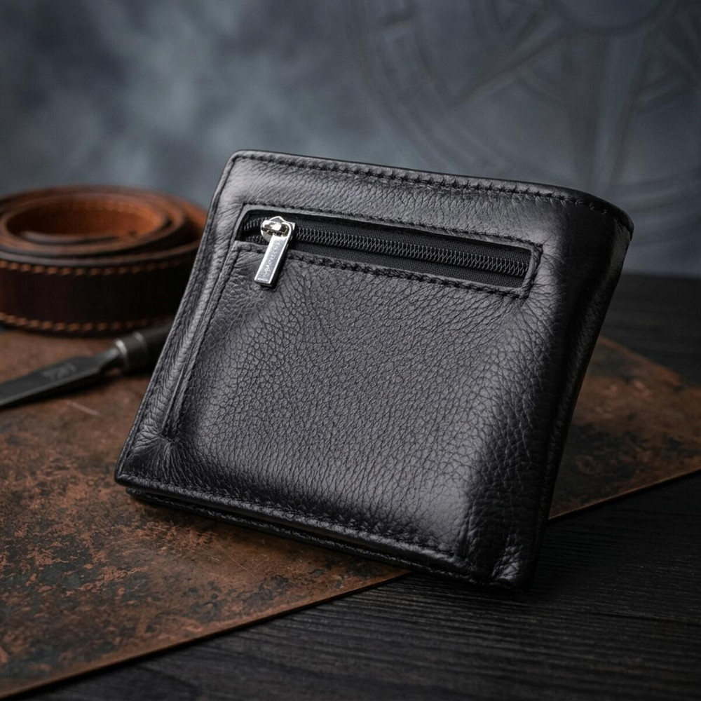 Чоловіче шкіряне портмоне із затискачем ST Leather 22485 Чорний Київ - фото 13