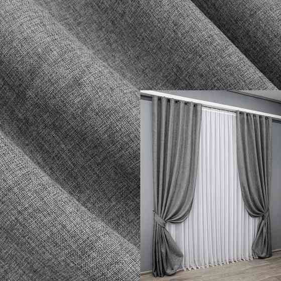 Комплект готових штор VR-Textil Льон Мішковина № 108ш Сірий 150х270см 2 шт (30-023) Київ