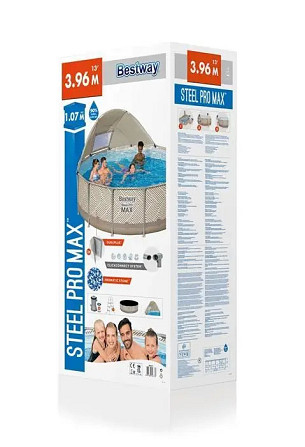 Каркасний басейн 396 х 107 см із накриттям, драбиною та фільтром Bestway 561FY Steel Pro MAX™ Київ - фото 3