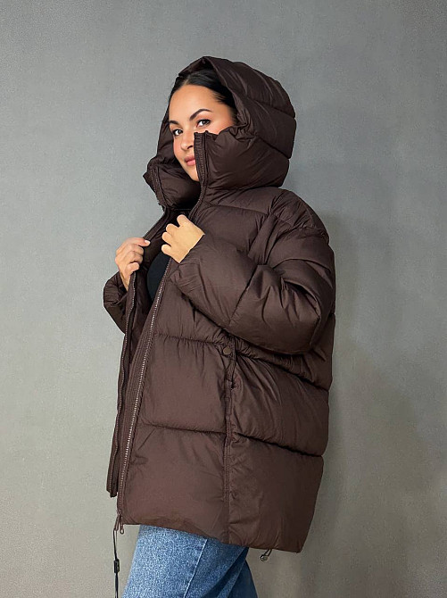 Куртка жіноча Lady Yep 10036 парка пуфер оверсайз з капюшоном коричнева, коричневий, 44 Київ - фото 1