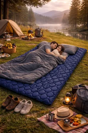 Матрас коврик надувной NMN-206 туристический с подушкой с чехлом 190 х 120 х 5 см Синий Коломия