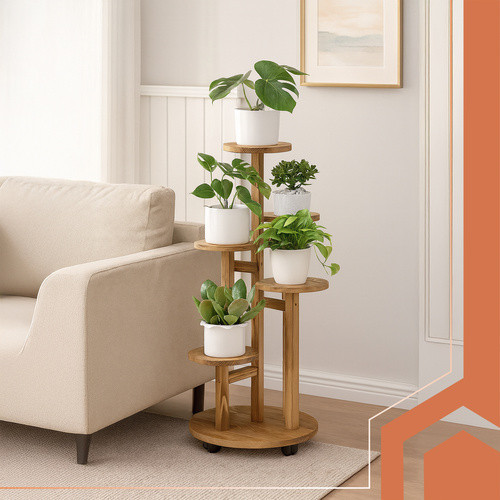 Подставка деревянная для цветов 86 см на колесах Ruhhy (26041) Нововолынск - изображение 8