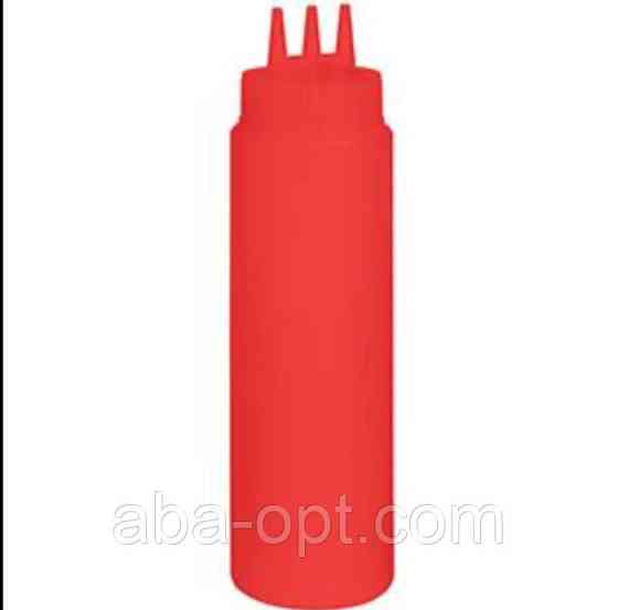 Диспенсер пластиковый для соусов с тремя носиками V 350 мл Красный (шт)..Aba-Opt Одесса