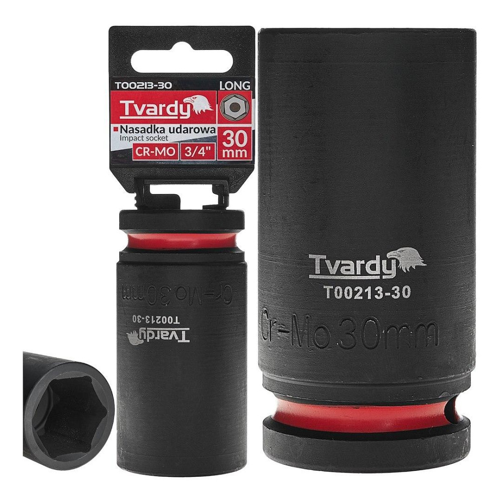 Головка ударна "Tvardy" з хром-молібденової сталі (Cr-Mo)  3/4"  6-гранна довга 30 мм Киев - изображение 2