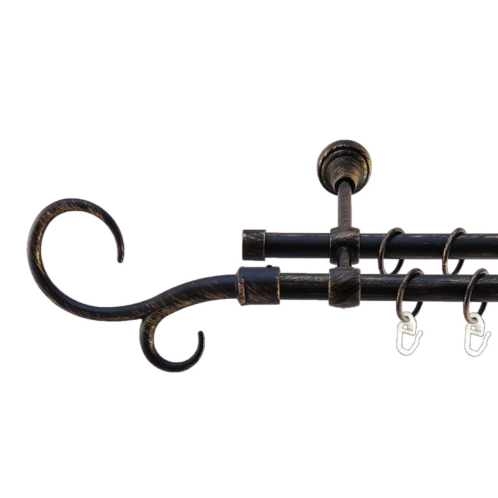 Карниз Orvit Гак Подвійний металевий дворядний литий Чорне Золото 16\16 мм 160 см (5468256) Львів - фото 1