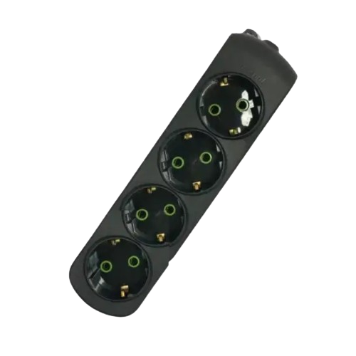 Колодка подовжувача із заземленням 4 розетки чорний Letitia Лезард Житомир - изображение 1