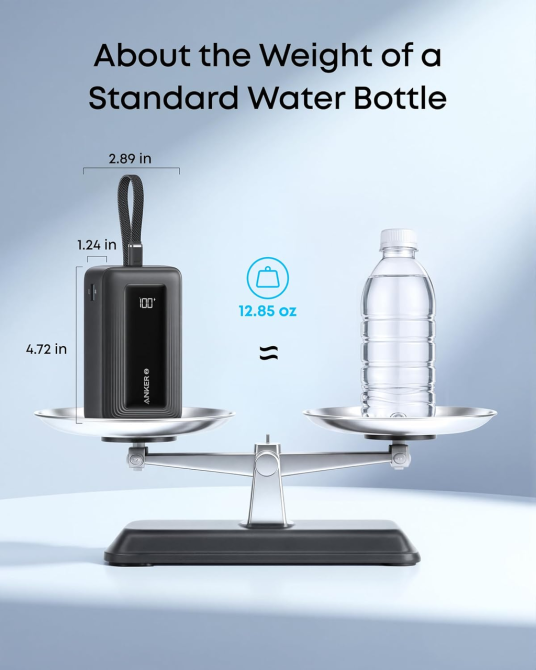 Повербанк Anker Zolo 20000 мАч 30 Вт, быстрая зарядка USB-C, встроенный кабель, ActiveShield 2.0, черный Киев - изображение 5