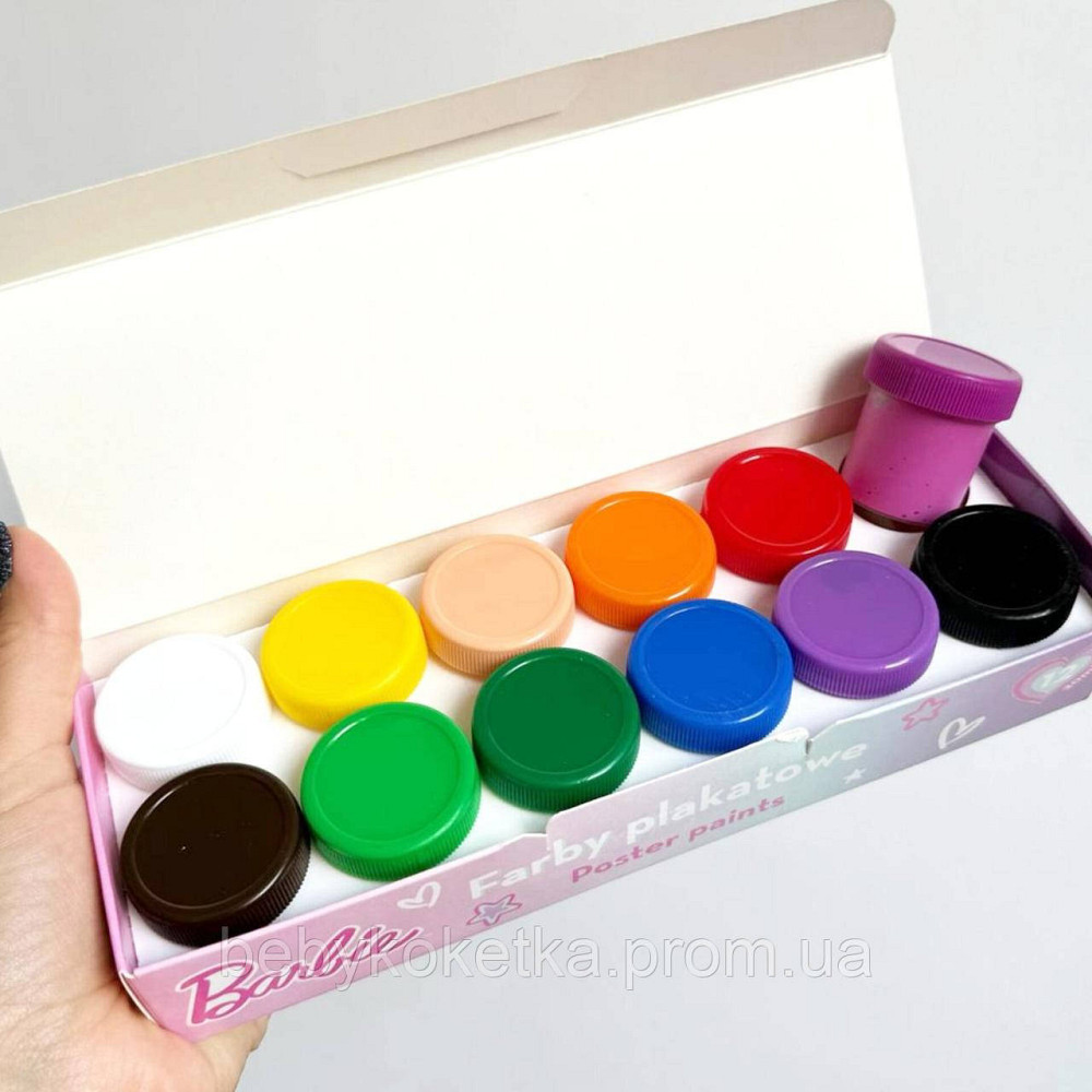 Набір гуашових фарб Barbie 12 кольорів по 20мол. (240мл.) Львів - фото 2