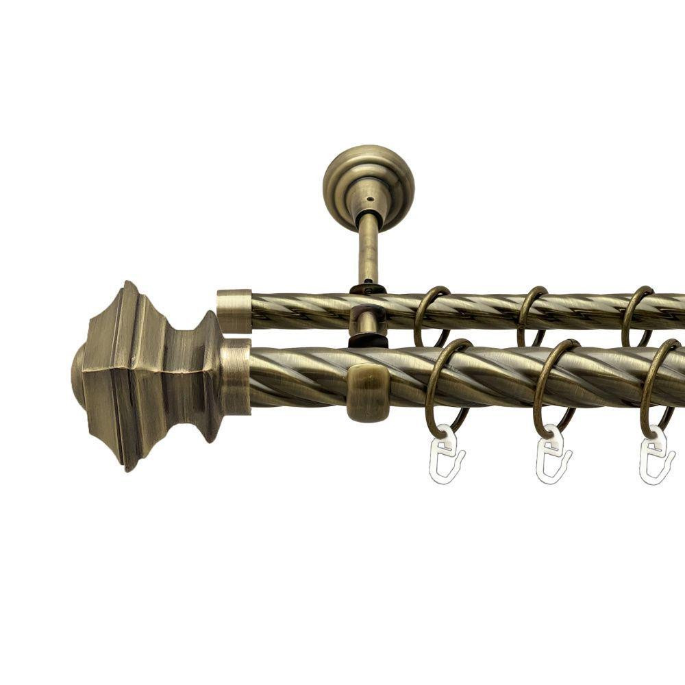 Карниз Orvit Борджеза металевий дворядний відкритий скручена труба кільце металеве Антик 25\16 мм 240 см (00-00018051) Львів - фото 1