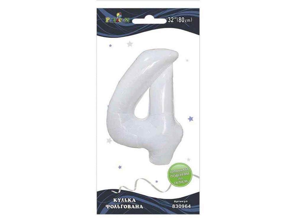 Шарик фольгированная цифра 32 (80 см) 4 белый ТМ PELICAN Киев - изображение 1