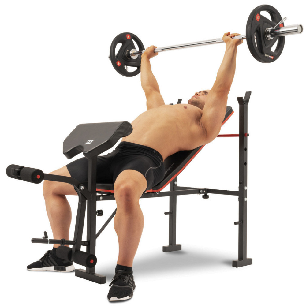 Набір Hop-Sport Premium 75кг з лавою HS-1055, штангами та гантелями Киев - изображение 6